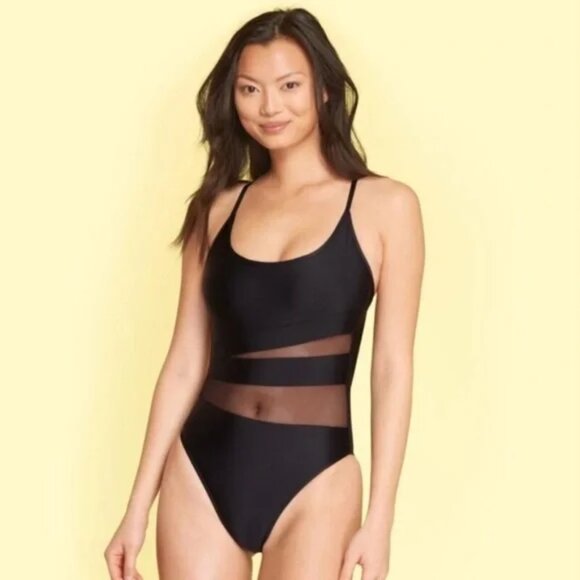 Summersalt Black Mesh One Piece Swimsuit 6 - Picture 1 of 2